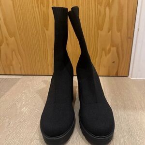 ASOS Black Knit Heeled Boots